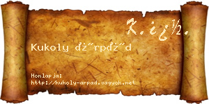 Kukoly Árpád névjegykártya